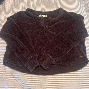 Hollister Chenille Henley Crop Sweater